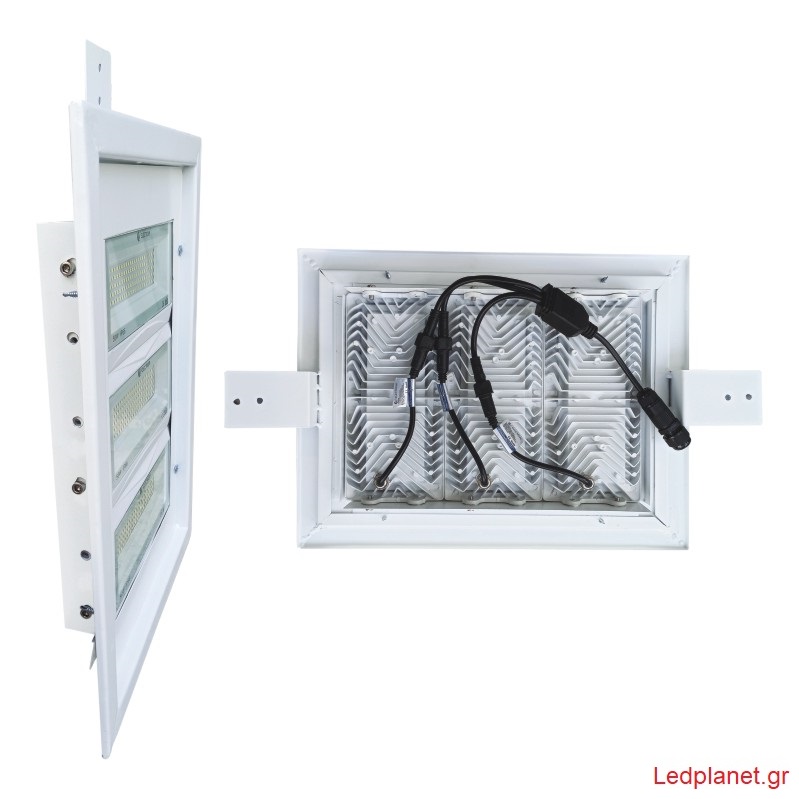 150W Led Φωτιστικό Οροφής Χωνευτό για Βενζινάδικα IP65 Γαλβανιζέ με Ψύκτρες Αλουμινίου Φυσικό Λευκό 4000K (Επισκευάσιμο) - Image 2