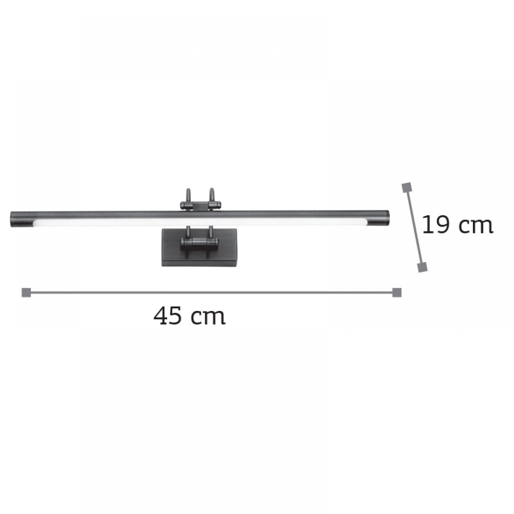Οξυντέ Απλίκα Πίνακα LED 8W 45cm Μεταλλική Θερμό Λευκό 3000Κ - Image 2