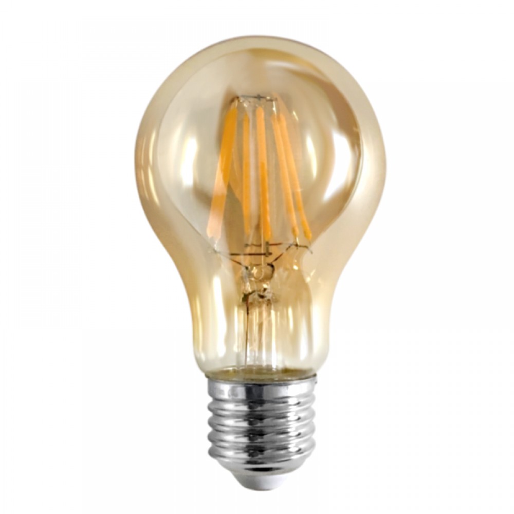 Λάμπα E27 LED Filament A60 8watt Dimmable με μελί κάλυμμα