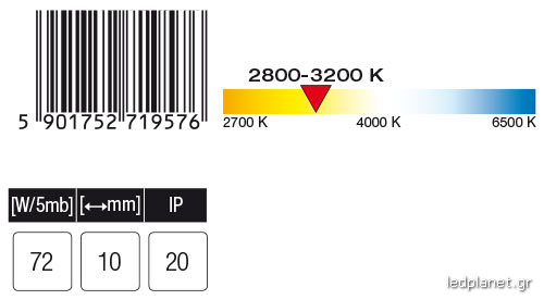 Led Ταινία 14.4W SMD 5630 60 leds 12V IP20 σε θερμό φως 3000Κ (5 μέτρα) - Image 2