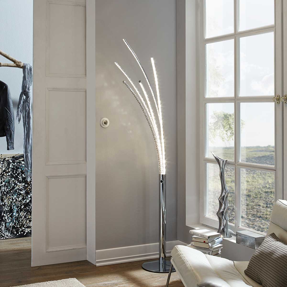 LED 24W Μεταλλικό Φωτιστικό Δαπέδου Χρώμιο 1800Lm 3000K 3-Level Dimmable (5 ΧΡΟΝΙΑ ΕΓΓΥΗΣΗ) - Image 3