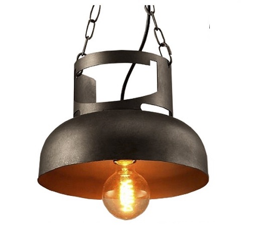 Vintage Industrial Μεταλλικό Iron Rust Φωτιστικό Οροφής 1XE27 Με Ανάρτηση Αλυσίδας