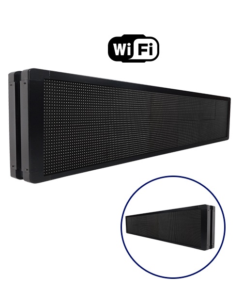 Λευκή Αδιάβροχη Κυλιόμενη Επιγραφή SMD LED WiFi Διπλής Όψης 168x40cm