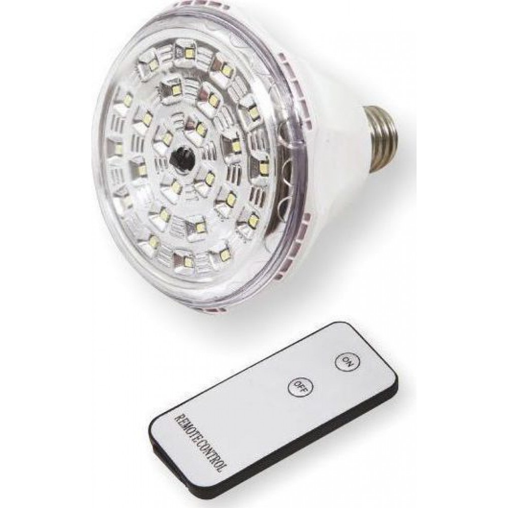 LED Λάμπα Ασφαλείας Ε27 2W με Μπαταρία Μολύβδου και Τηλεχειριστήριο