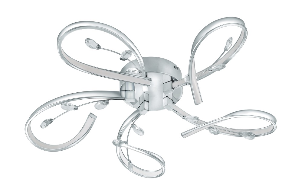 LED Πλαφονιέρα Σε Χρωμέ Με Κρύσταλλα ø65cm 5x 6,6W VALLEMARE Eglo