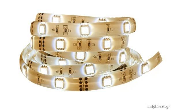 Led Ταινία 9.6W 24V SMD 2835 60 leds Αδιάβροχη IP64 σε θερμό φως 3000Κ (5 μέτρα)