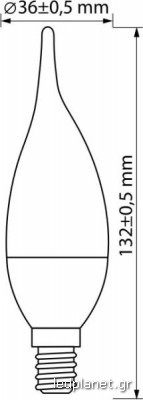 ORO Λάμπα Led Κεράκι Φλόγα E14 C30 5.2W σε Θερμό φως 3000K - Image 2