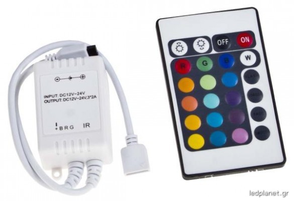 LED RGB Controller για Ταινίες LED με Καλώδιο και Ασύρματο Χειριστήριο 12 Volt 72 Watt