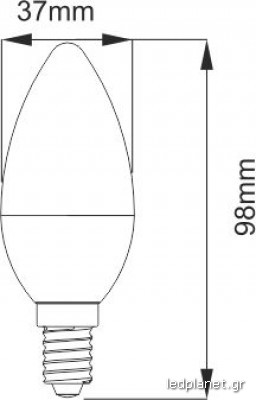 ORO Λάμπα Led Κεράκι E14 C37 3.5W σε Θερμό φως 3000K - Image 2