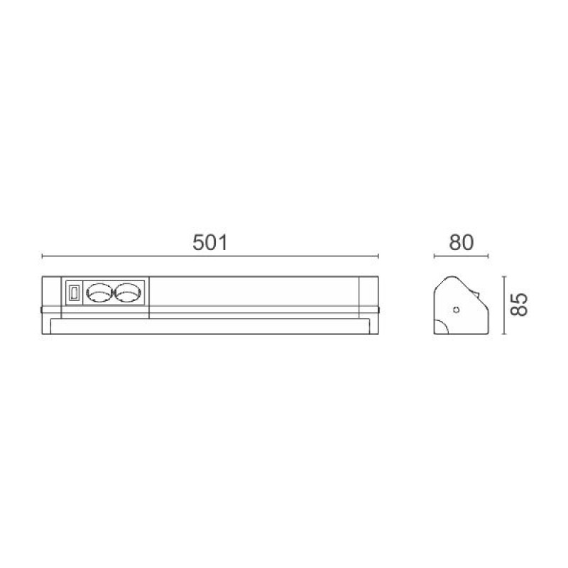 Epistar LED Φωτιστικό Πάγκου Γωνιακό 10W Με Δυο Πρίζες Και Διακόπτη On/Off - Image 2