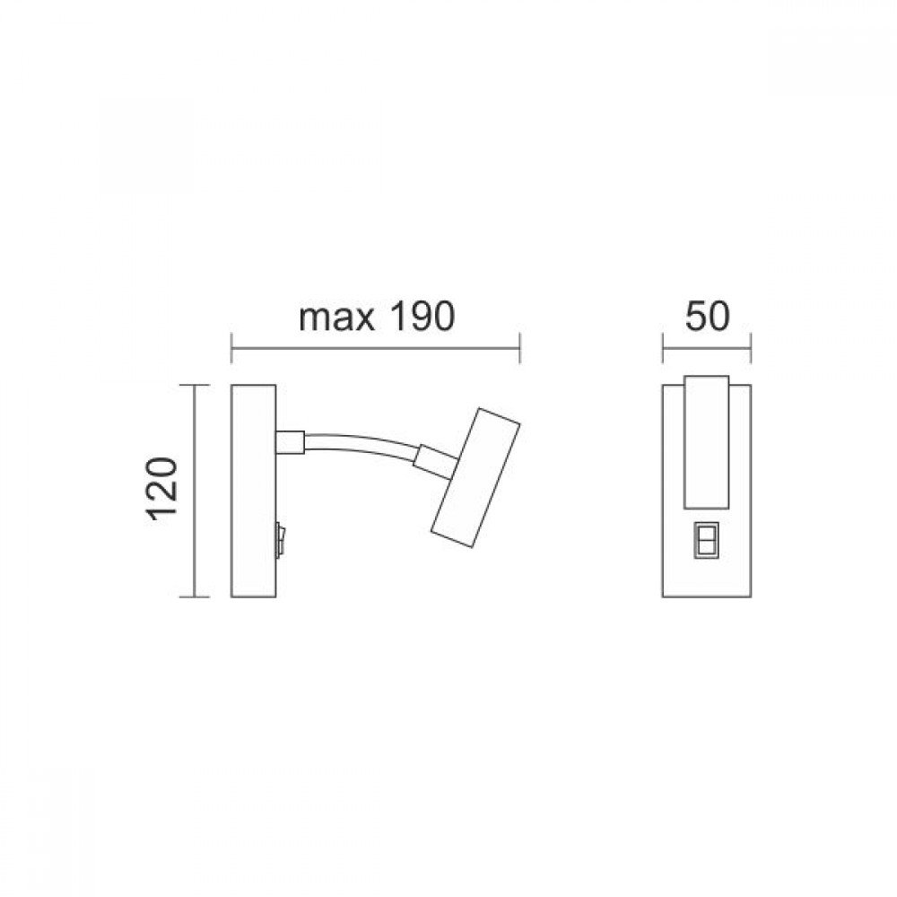 LED Απλίκα Τοίχου 3W Εύκαμπτη Σε Χρώμιο Epistar - Image 2