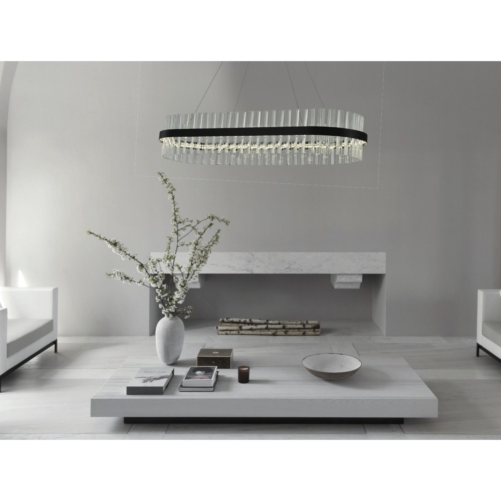 Κρεμαστό Φωτιστικό LED 50W 4000Lm Χρώμιο Αλουμίνιο και Κρύσταλλα 4000K - Image 3