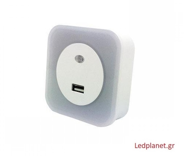 Φωτιστικό Νυχτός LED 1.5W Με USB Και Φωτοκύτταρο