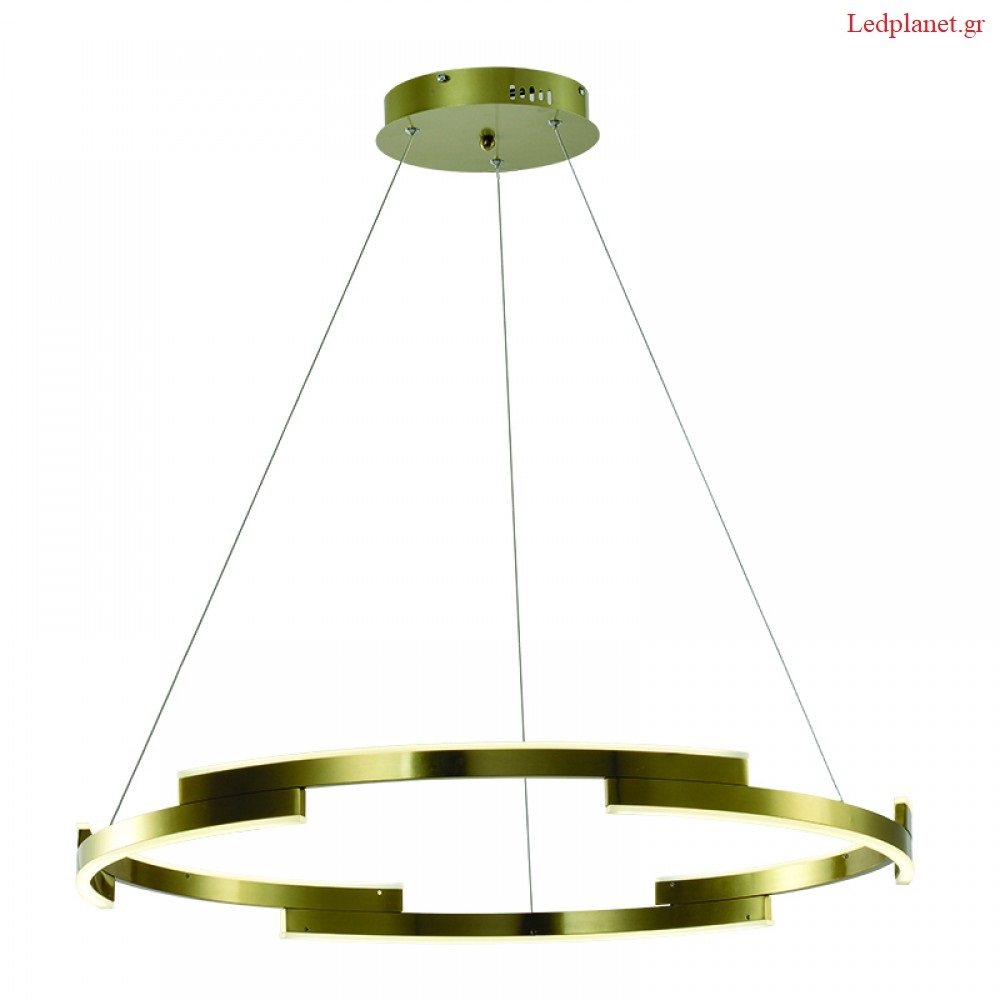 Χρυσαφί Κρεμαστό Φωτιστικό LED 60 Watt 4800Lm Αλουμίνιο