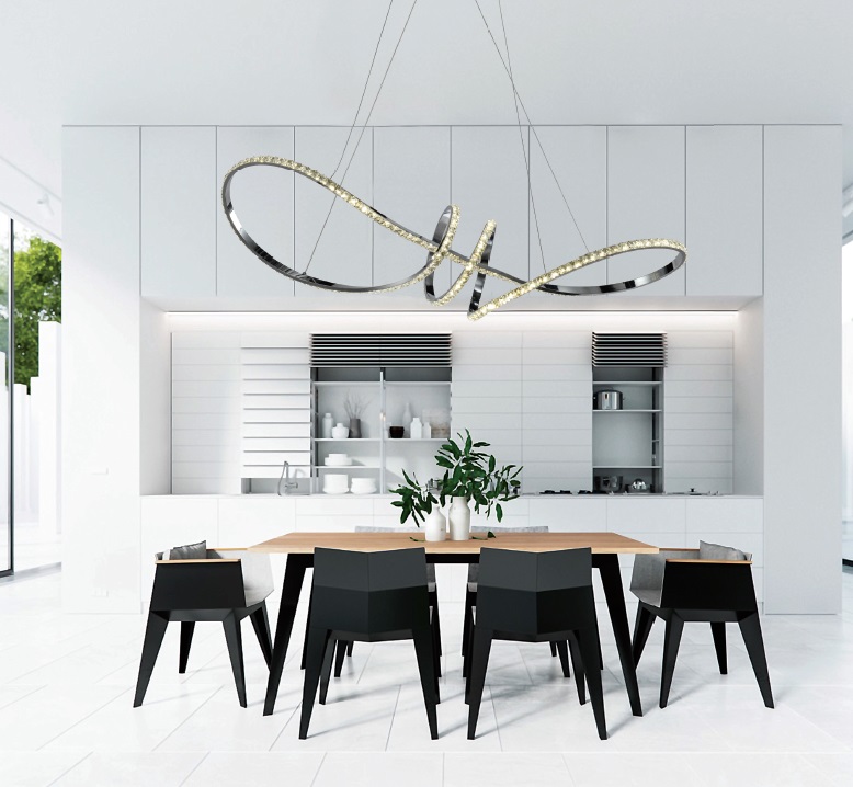 Μοντέρνο Φωτιστικό Οροφής LED 85W 6800Lm Μεταλλικό Χρώμιο με Διάφανα Κρύσταλλα - Image 4