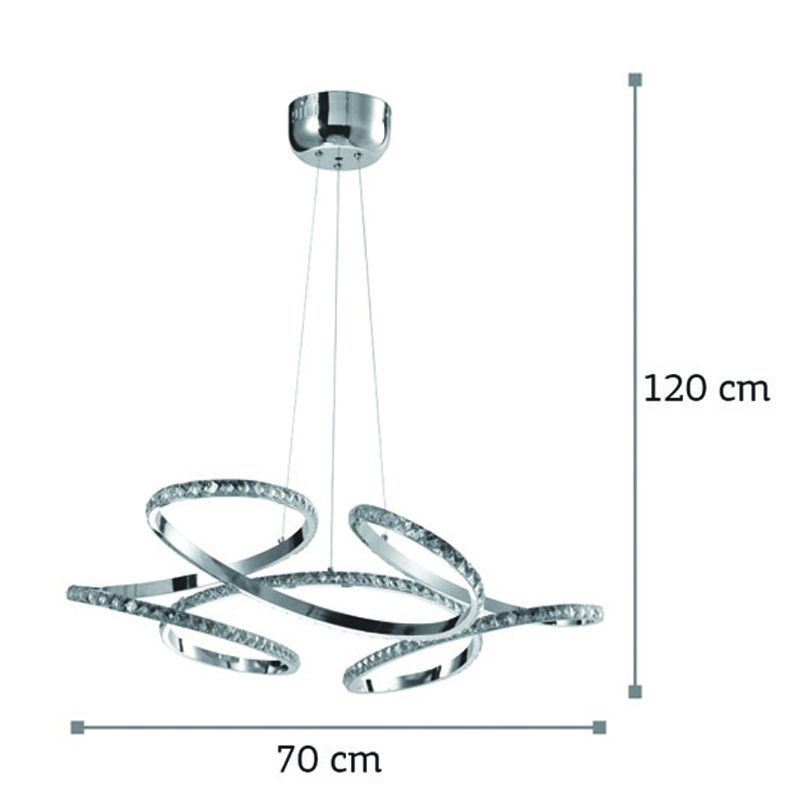 Μοντέρνο Φωτιστικό Οροφής LED 85W 6800Lm Μεταλλικό Χρώμιο με Διάφανα Κρύσταλλα - Image 3