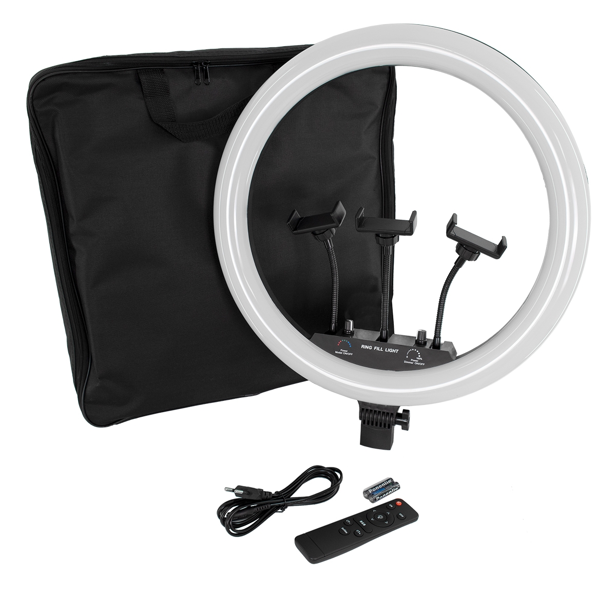 Professional Digital Ring Light Φ46cm LED 70W 7000lm 180° AC 230V Τροφοδοσία Πρίζας - Ασύρματο Χειριστήριο RF 2.4Ghz Εναλλαγής Χρωμάτων & 3 Βάσεις Τηλεφώνου - RGBW+WW Dimmable - Image 2