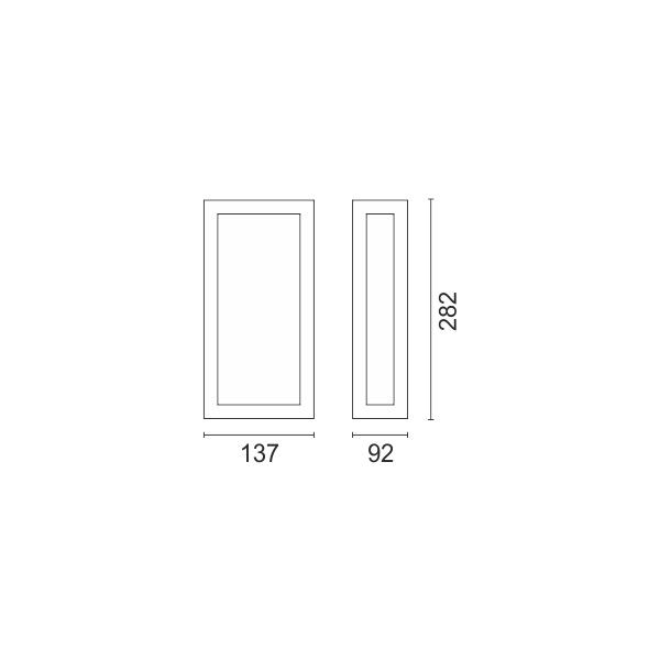 LED Απλίκα Τοίχου E27 IP44 Ορθογώνια Λεπτή με Ράγες - Image 2