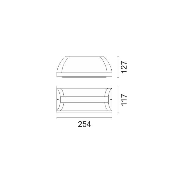 LED Απλίκα Τοίχου E27 IP44 Οριζόντια Ράγα - Image 2