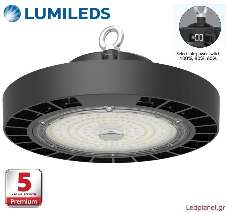 80W LUMILEDS LED Φωτιστικό Βιομηχανικό Καμπάνα 90°/120° 15200lm IP65 Dimmable Φυσικό Λευκό 4000Κ (Εγγύηση 5 Έτη)