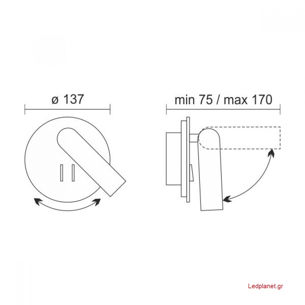 LED Απλίκα Τοίχου Με Δύο Φωτισμούς 3 - 3.5W Λευκή Μεταλλική Ρυθμιζόμενη - Image 2