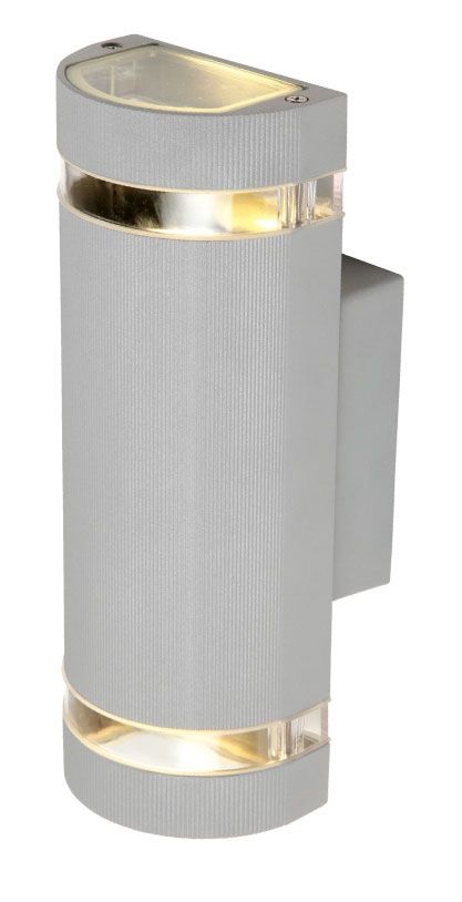 LED Απλίκα Τοίχου GU10 Ημικυκλικό IP54 Silver Double