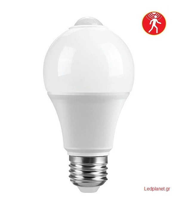 LED Λάμπα E27 9W Με Αισθητήρα Κίνησης Ψυχρό Φως 6000K