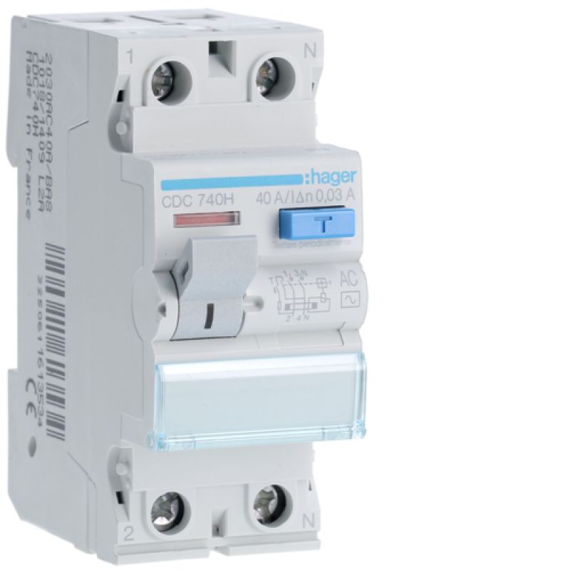 Ρελέ διαρροής 2P 40A 0,03A AC Hager