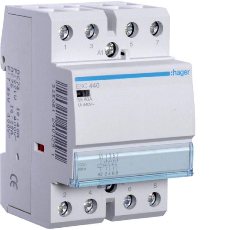 Ρελέ Ισχύος Ράγας 40A 230VAC/DC 4NO Hager (ηλεκτρονόμος)