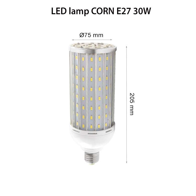 Λαμπτήρας LED E27 Corn 30W 3000Lm 360° Ενδιάμεσο Λευκό Φως 4500K - Image 2