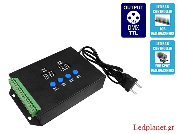 LED RGB DMX512 TTL Controller 8 Καναλιών με Κάρτα SD 220v για RGB Wall Washer