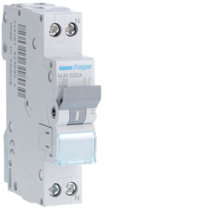 Μικροαυτόματος 2P C20A 4.5kA 230V L+N Hager
