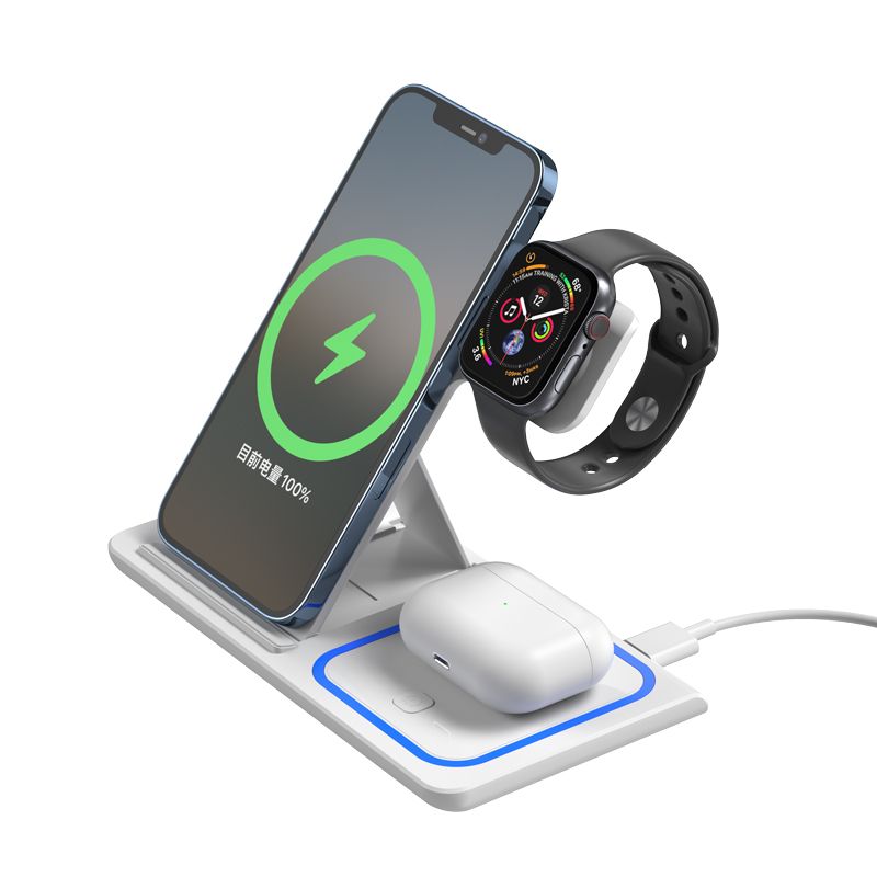 Wireless Charger 15W 3 in 1 (Watch + Phone + Earphone) White - Image 2