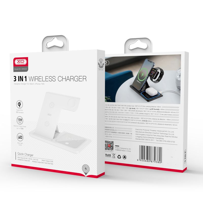 Wireless Charger 15W 3 in 1 (Watch + Phone + Earphone) White - Image 3