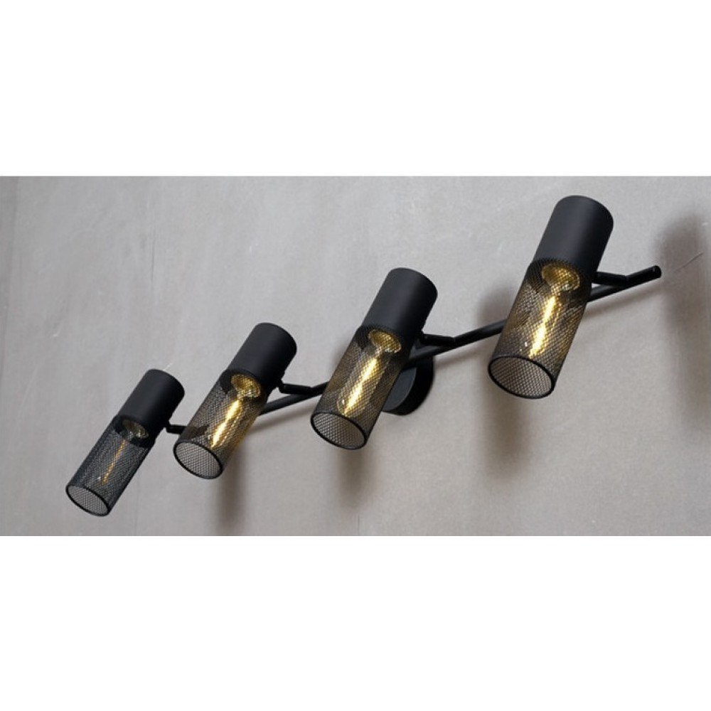 Επίτοιχο - Οροφής Σποτ Μαύρο Μεταλλικό Τετράφωτο 4XE27 - Image 2