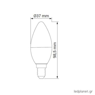 ORO Λάμπα Led Κεράκι E14 C37 6W σε Ψυχρό φως 6500K - Image 2