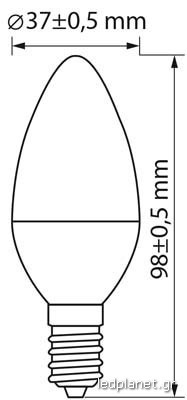 ORO Λάμπα Led Κεράκι E14 C37 7W σε Ψυχρό φως 6500K - Image 2