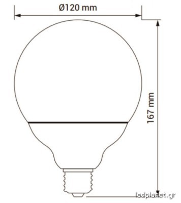 ORO Λάμπα Led E27 G120 τύπου GLOBE 18W σε Ψυχρό φως 6000K - Image 2