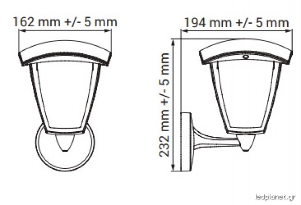ORO Wena Επίτοιχη απλίκα με PC γυαλί IP54 με Ντουΐ Ε27 - Image 2