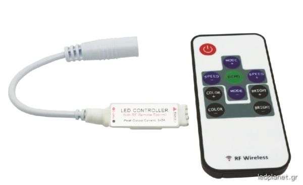 LED RGB Mini Controller 144 Watt 12 Volt για Ταινίες LED με Καλώδιο και Ασύρματο Χειριστήριο RF
