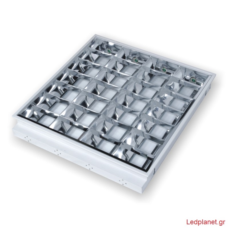 Χωνευτό Παραβολικό Φωτιστικό T8 για LED Λάμπες 4X9W 60X60cm