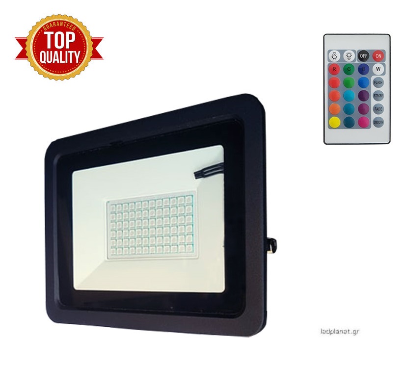 Προβολέας LED 50Watt 5500lm RGB IP66 με Ασύρματο Χειριστήριο