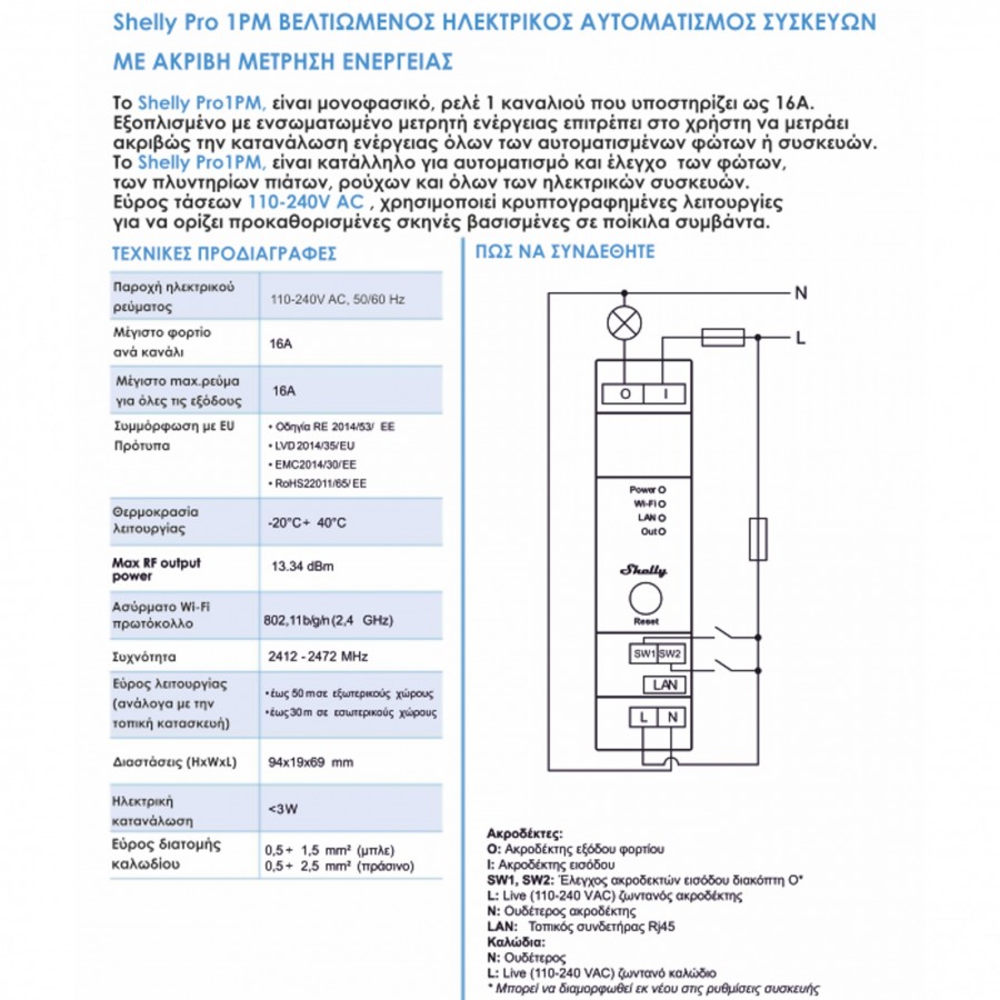 Wi-Fi - Bluetooth - LAN Pελέ 1 καναλιού 16Α 110-240V AC Μέτρηση κατανάλωσης ανά κανάλι - Image 3