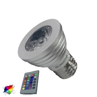 Σποτάκι LED E27 5 Watt RGB 220V με Ασύρματο Χειριστήριο