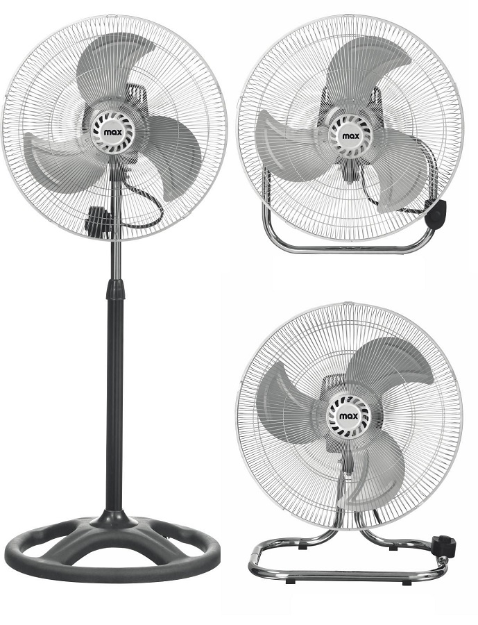 Ανεμιστήρας 70W Μεταλλικός Νίκελ 3 σε 1 Με Ορθοστάτη - Τοίχου - Δαπέδου