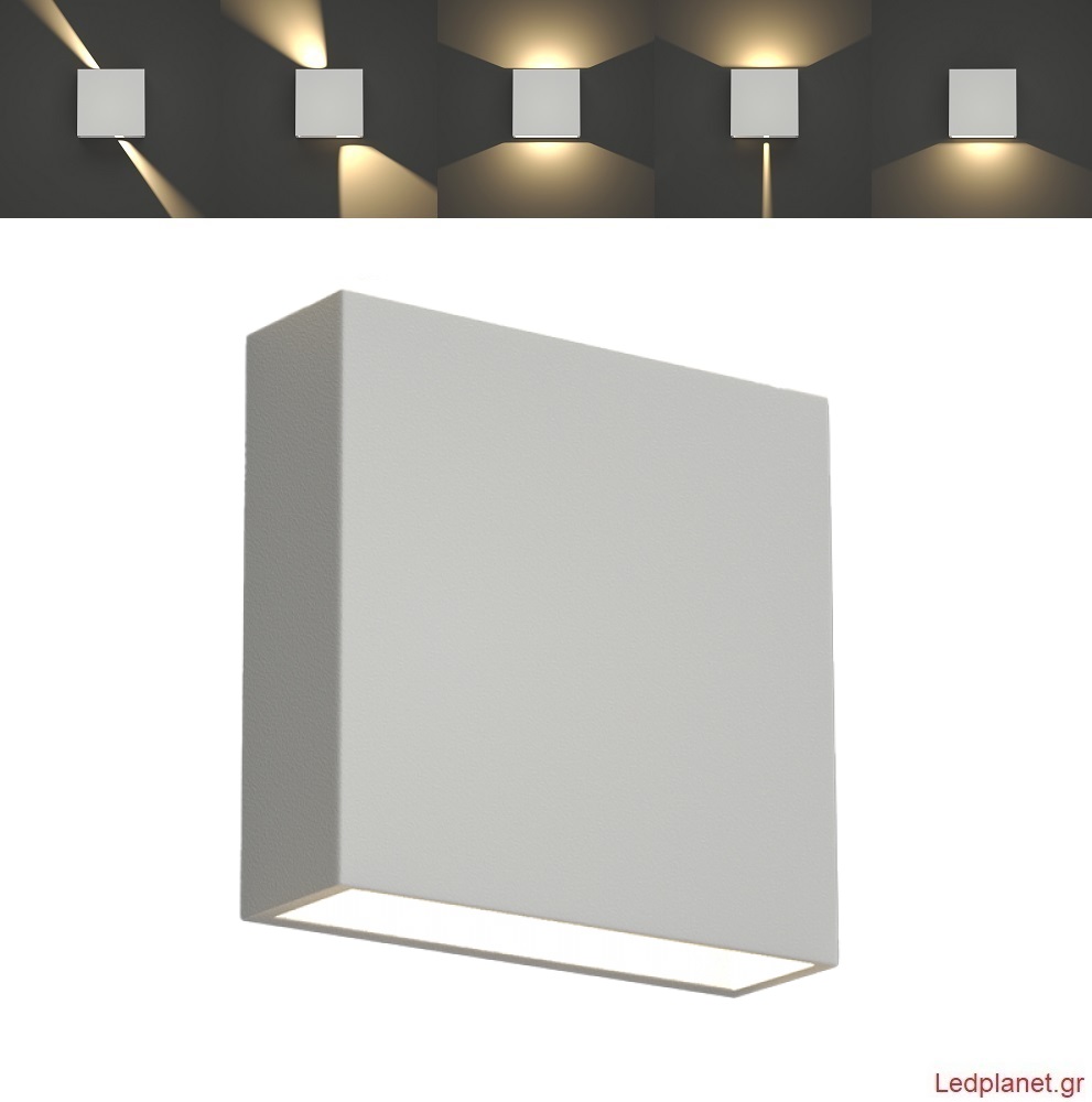 Λευκό Επιτοίχιο Led 4W Φωτιστικό Up-Down Στεγανό IP65 με Ρύθμιση Γωνίας Δέσμης Φωτός 3000K