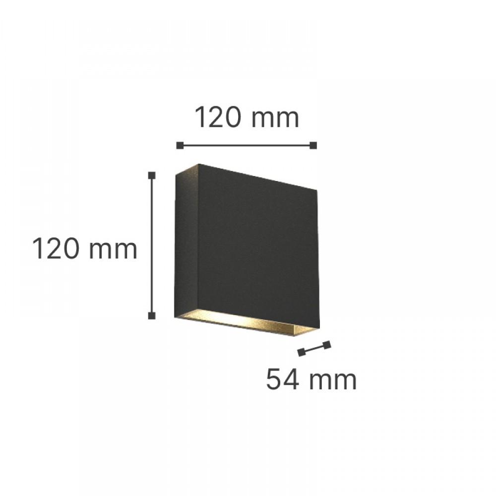 Μαύρο Επιτοίχιο Led 4W Φωτιστικό Up-Down Στεγανό IP65 με Ρύθμιση Γωνίας Δέσμης Φωτός 3000K - Image 8