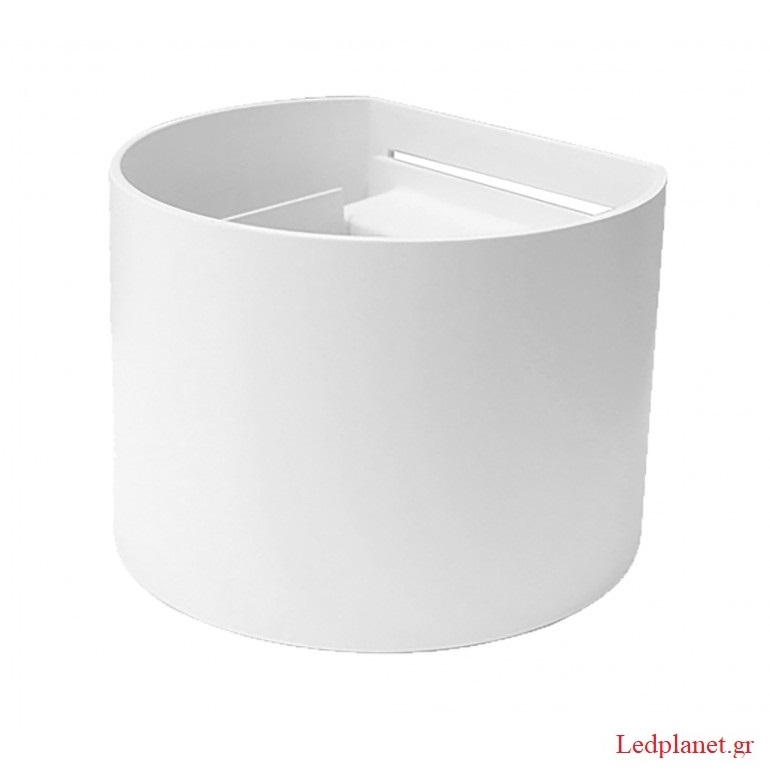 Λευκή Απλίκα Τοίχου Στρόγγυλη LED 6W up/down με Μεταβλητή Γωνία Δέσμης Αλουμίνιο Αδιάβροχη 3000K