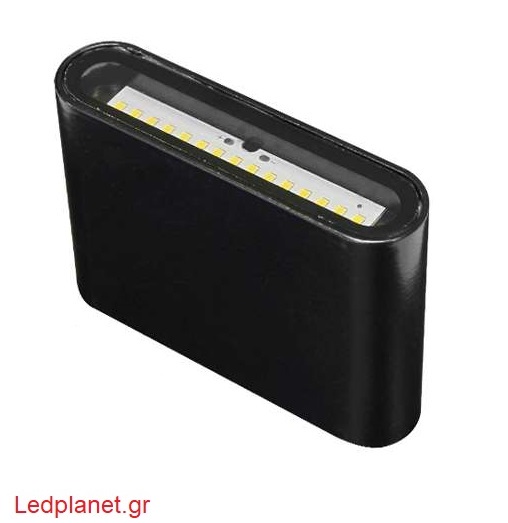 Απλίκα LED 6W Up/Down Αλουμίνιο σε Μαύρο Χρώμα Αδιάβροχη IP44 Θερμό Λευκό 3000K