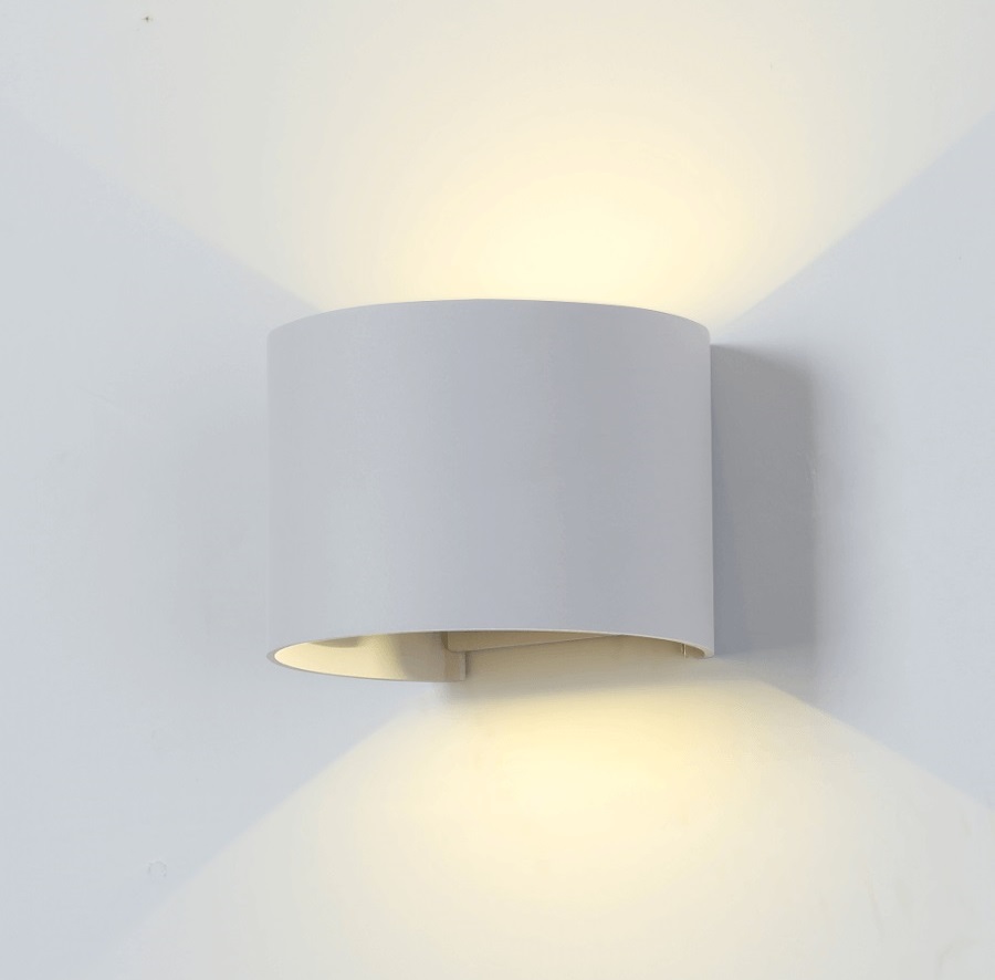 Λευκή Απλίκα Τοίχου Στρόγγυλη LED 6W up/down με Μεταβλητή Γωνία Δέσμης Αλουμίνιο Αδιάβροχη 3000K - Image 2